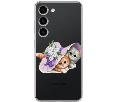 Чохол для Samsung Galaxy S23 (S911) Mixcase зі стразами котики в капелюс