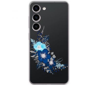 Чохол для Samsung Galaxy S23 (S911) Mixcase зі стразами сині квіти