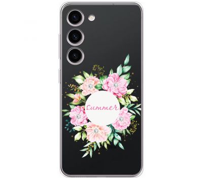 Чохол для Samsung Galaxy S23 (S911) Mixcase зі стразами квіти по колу