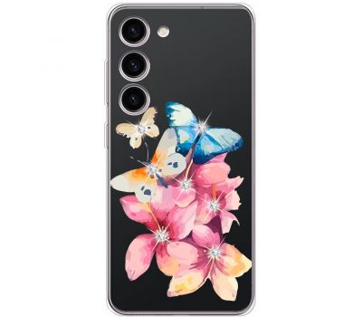 Чохол для Samsung Galaxy S23+ (S916) Mixcase зі стразами метелики з квітами