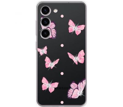 Чохол для Samsung Galaxy S23+ (S916) Mixcase зі стразами рожеві метелики