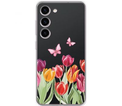 Чохол для Samsung Galaxy S23 (S911) Mixcase квіти тюльпани з двома метеликами