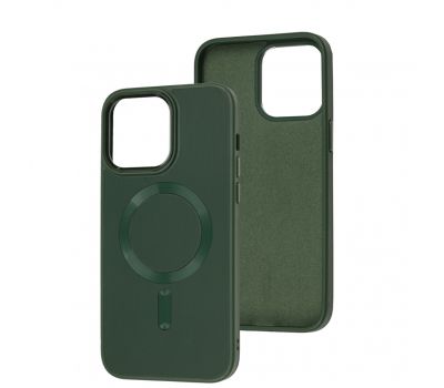 Чохол для iPhone 14 Pro Max Bonbon Leather Metal MagSafe pine green