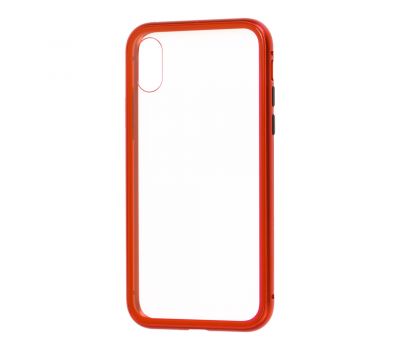 Чохол для iPhone X / Xs Magnetic with glass червоний 3415511