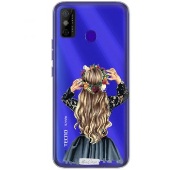 Чохол для Tecno Spark 6 Go MixCase дівчина з квітковим вінком