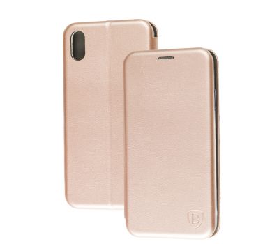 Чохол книжка Premium для iPhone Xs Max рожево-золотистий