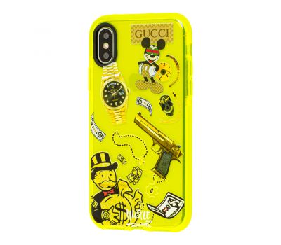 Чохол для iPhone X / Xs Neon print Міккі Маус glamor