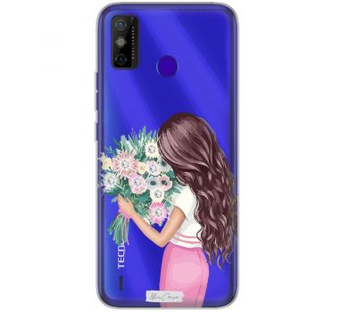 Чохол для Tecno Spark 6 Go MixCase зі стразами дівчина з квітами