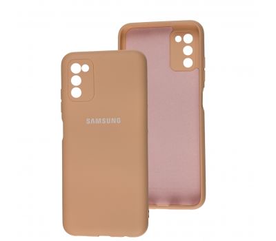 Чохол для Samsung Galaxy A03s (A037) Full camera рожевий / cappuccino