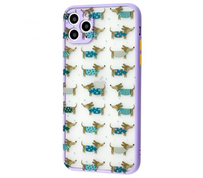 Чохол для iPhone 11 Pro Max Wave Cartoon dachshund / light purple