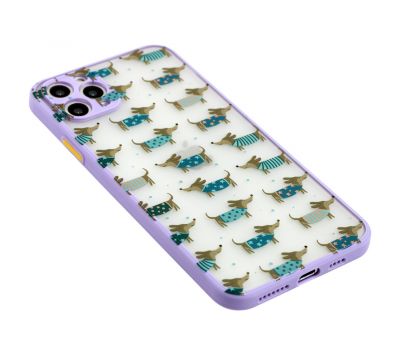 Чохол для iPhone 11 Pro Max Wave Cartoon dachshund / light purple 3433055