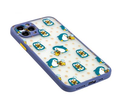 Чохол для iPhone 11 Pro Wave Cartoon penguins and dogs / lavender gray 3433130