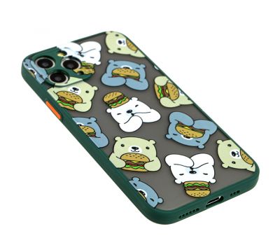 Чохол для iPhone 11 Pro Wave Cartoon bear and burger / forest green 3433100