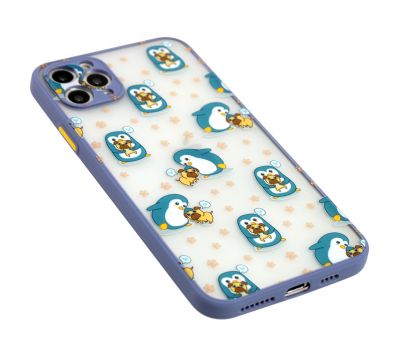 Чохол для iPhone 11 Pro Max Wave Cartoon penguins and dogs / lavender gray 3433088