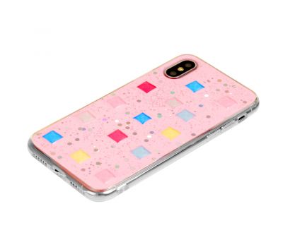 Чохол для iPhone X / Xs рожевий мозаїка 3436039