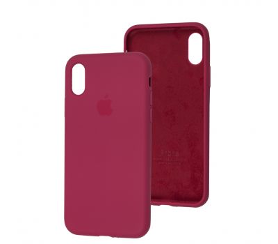 Чохол для iPhone X / Xs Silicone Full малиновий / pomegranate