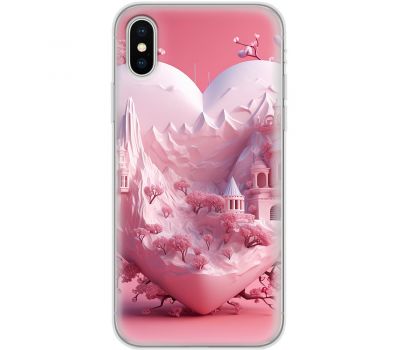 Чехол для iPhone X / Xs Mixcase для закоханих pink heart