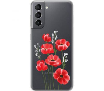 Чохол для Samsung Galaxy S21 (G991) Mixcase квіти маки в польових травах