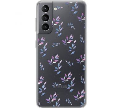 Чохол для Samsung Galaxy S21 (G991) Mixcase квіти патерн гілки з градієнтом