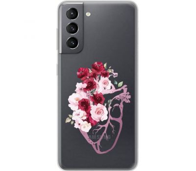Чохол для Samsung Galaxy S21 (G991) Mixcase квіти серце поросло квітами