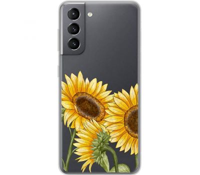Чохол для Samsung Galaxy S21 (G991) Mixcase квіти три соняшники
