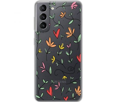 Чохол для Samsung Galaxy S21 (G991) Mixcase квіти квіточки - листочки