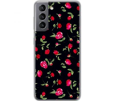 Чохол для Samsung Galaxy S21 (G991) MixCase квіти піони на чорному