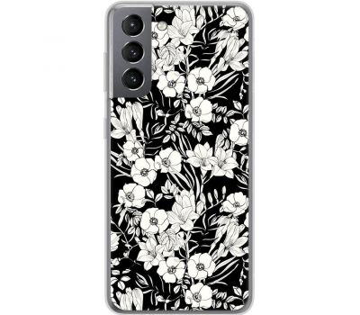 Чохол для Samsung Galaxy S21 (G991) MixCase квіти чорно-білі