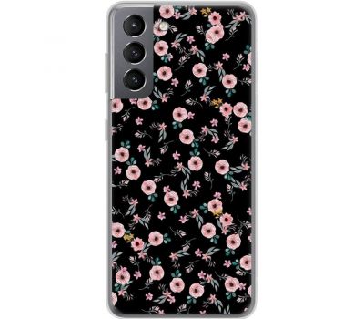 Чохол для Samsung Galaxy S21 (G991) MixCase квіти на чорному