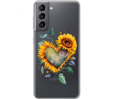 Чохол для Samsung Galaxy S21 (G991) MixCase осінь соняшник з серцем