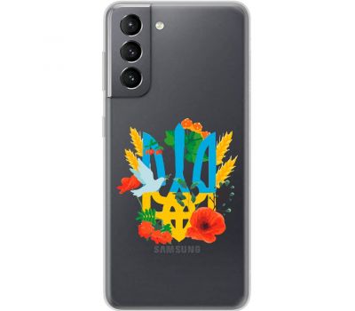 Чохол для Samsung Galaxy S21 (G991) MixCase патріотичні герб у квітах