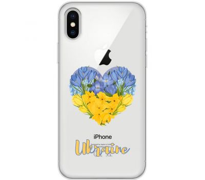 Чохол для iPhone X / Xs MixCase патріотичні серце з квітами