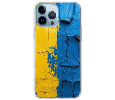 Чохол для iPhone 14 Pro Max MixCase патріотичні жовто-блакитна фарба