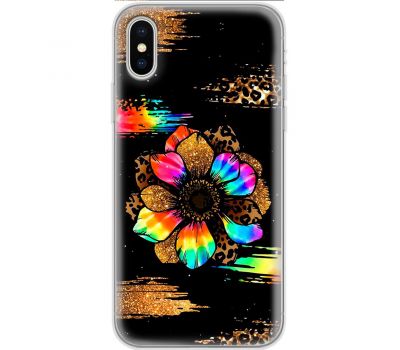 Чохол для iPhone Xs Max MixCase Леопард райдужна квітка