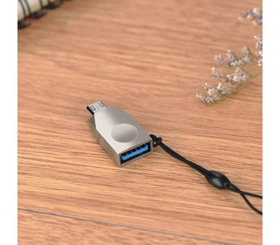 Перехідник OTG Hoco UA10 USB to MicroUSB сріблястий 3450029