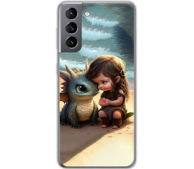 Чохол для Samsung Galaxy S21 (G991) MixCase асорті дівчинка і дракончик