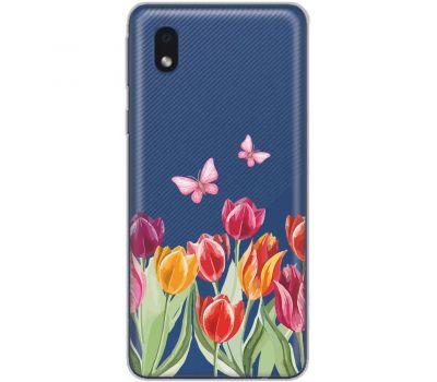 Чохол для Samsung Galaxy A01 Core (A013) Mixcase квіти тюльпани з двома метеликами