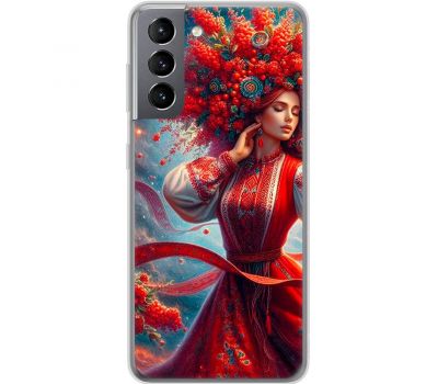 Чохол для Samsung Galaxy S21 (G991) MixCase патріотичні жінка в червоному