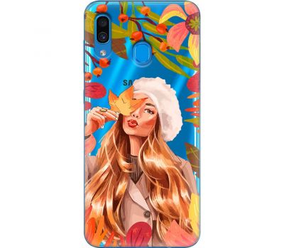 Чохол для Samsung Galaxy A20 / A30 MixCase осінь дівчина у біреті