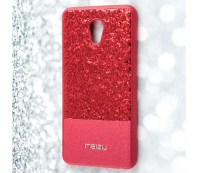 Чохол для Meizu M5 Note Leather + Shining червоний