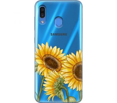 Чохол для Samsung Galaxy A20 / A30 Mixcase квіти три соняшники