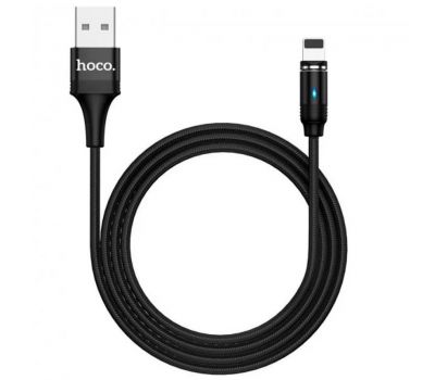 Кабель USB Hoco U76 Fresh magnetic Lightning 2.4A 1.2m чорний 3461942