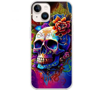 Чохол для iPhone 15 MixCase асорті череп у квітах