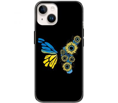 Чохол для iPhone 14 MixCase патріотичні жовто-синій метелик