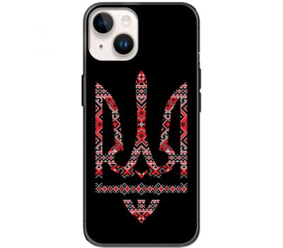 Чохол для iPhone 14 MixCase патріотичні тризуб з червоно-чорним орнаментом