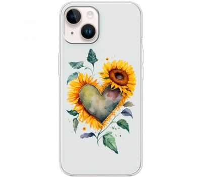 Чохол для iPhone 15 MixCase осінь соняшник з серцем