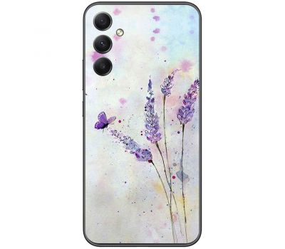 Чохол для Samsung Galaxy A24 (A245) Mixcase квіти акварельна лаванда з метеликом