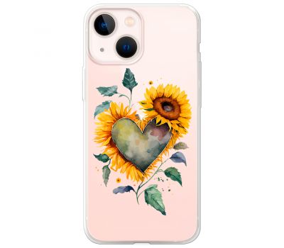 Чохол для iPhone 14 MixCase осінь соняшник з серцем