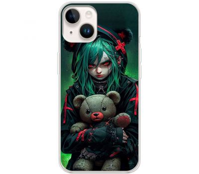 Чохол з аніме для iPhone 15 Mixcase дівчинка і ведмедик