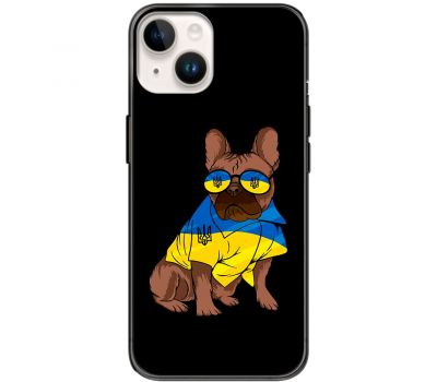 Чохол для iPhone 14 MixCase патріотичні мопс в жовто-синіх кольорах